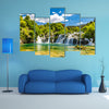 Scene Of A Beautiful Waterfall In A Park Multi Panel Canvas Wall Art