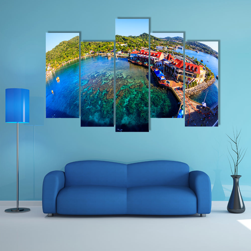 Coxen Hole, also called Roatan Town, island of Roatan, capital of the Bay Islands of Honduras, Multi panel canvas wall art