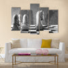 Chess piece with a rearing horse as shadow multi panel canvas wall art