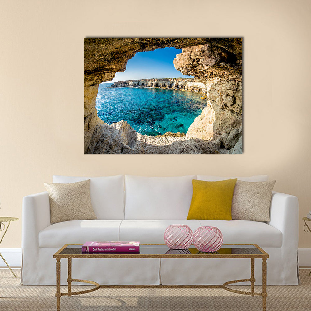 Sea Caves Near Ayia Napa, Cyprus Multi Panel Canvas Wall Art