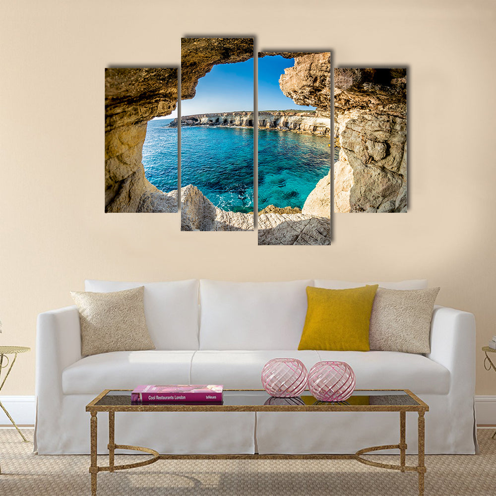 Sea Caves Near Ayia Napa, Cyprus Multi Panel Canvas Wall Art