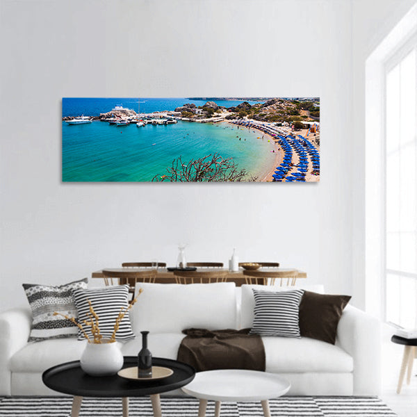 Kolymbia Beach Panoramic Canvas Wall Art