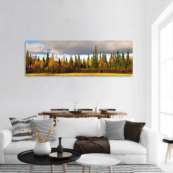 Beautiful Autumn Trees view Panoramic Canvas Wall Art