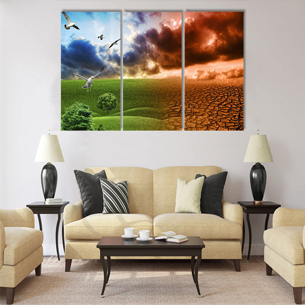 Global Warming concept Multi Panel Canvas Wall Art