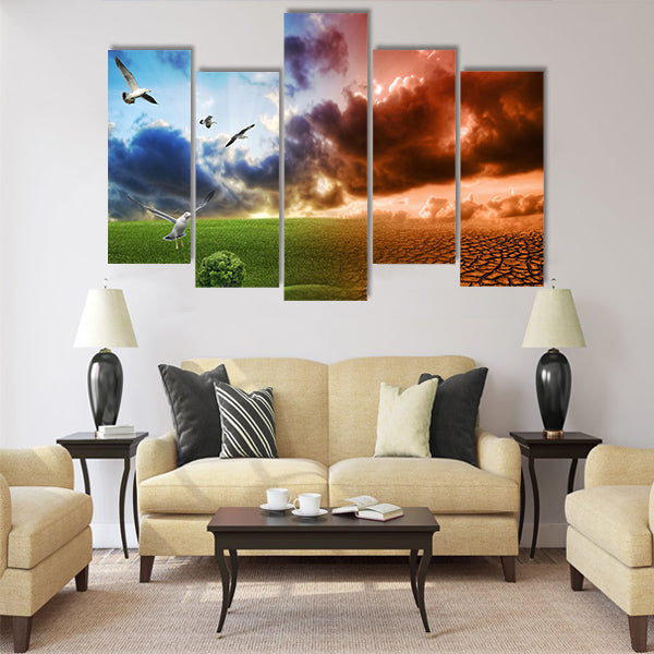Global Warming concept Multi Panel Canvas Wall Art
