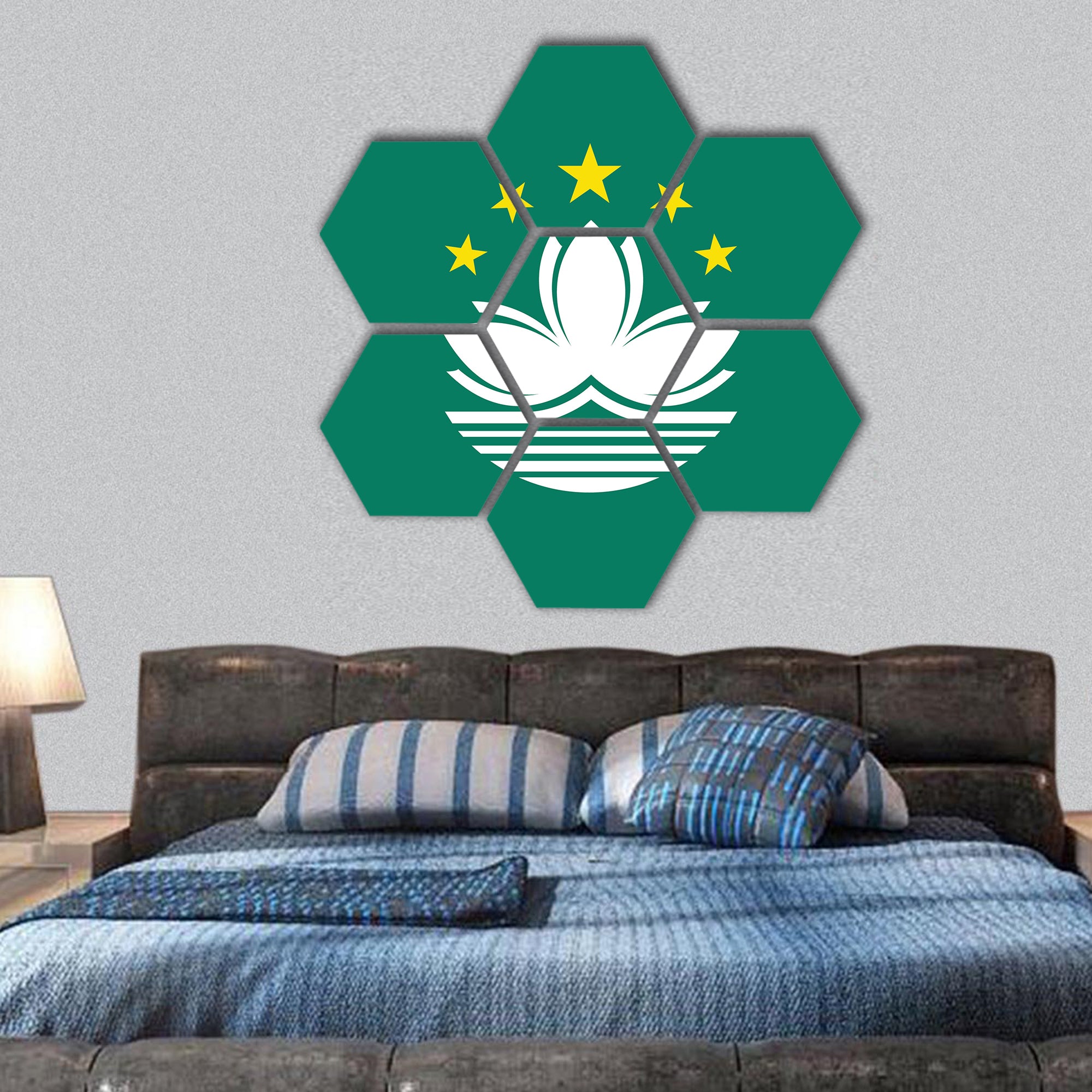 vector background of Macau flag hexagonal canvas wall art