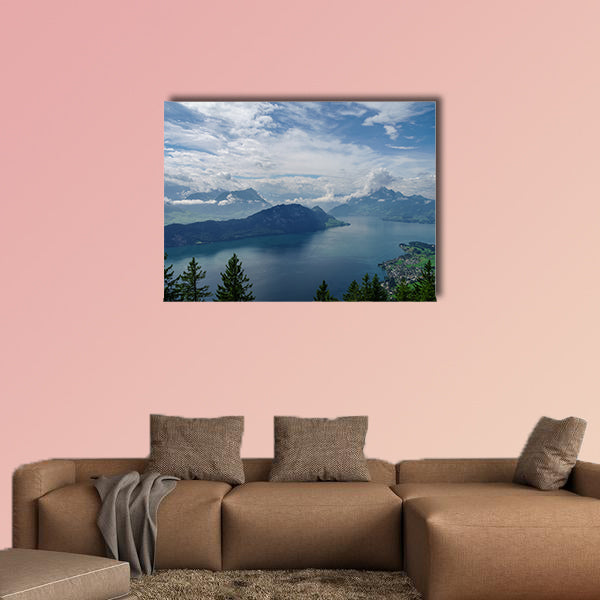 View of Lake Lucerne on the slope from Mount Rigi, Switzerland Multi panel canvas wall art