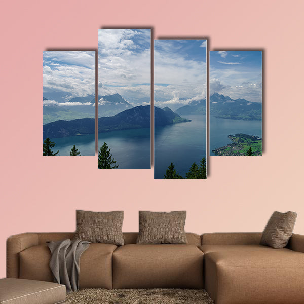 View of Lake Lucerne on the slope from Mount Rigi, Switzerland Multi panel canvas wall art
