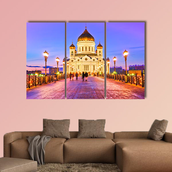Cathedral of Christ the Saviour in Moscow at dusk Multi panel canvas wall art