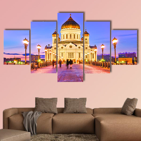 Cathedral of Christ the Saviour in Moscow at dusk Multi panel canvas wall art