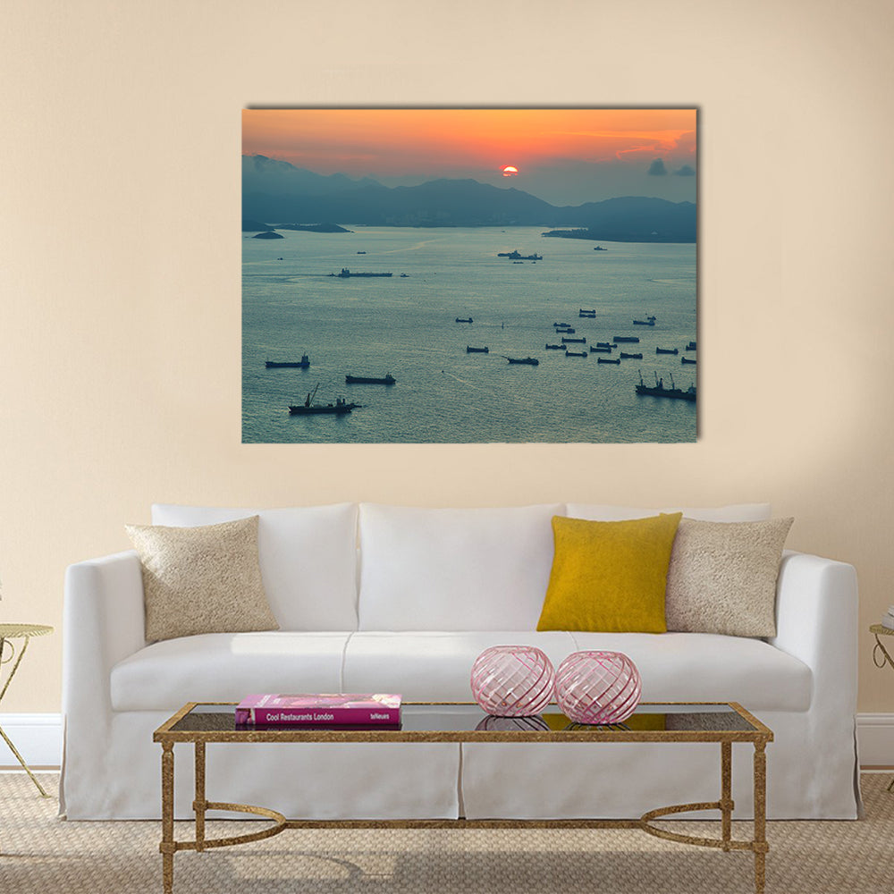 The South China Sea With Sunset, Multi Panel Canvas Wall Art