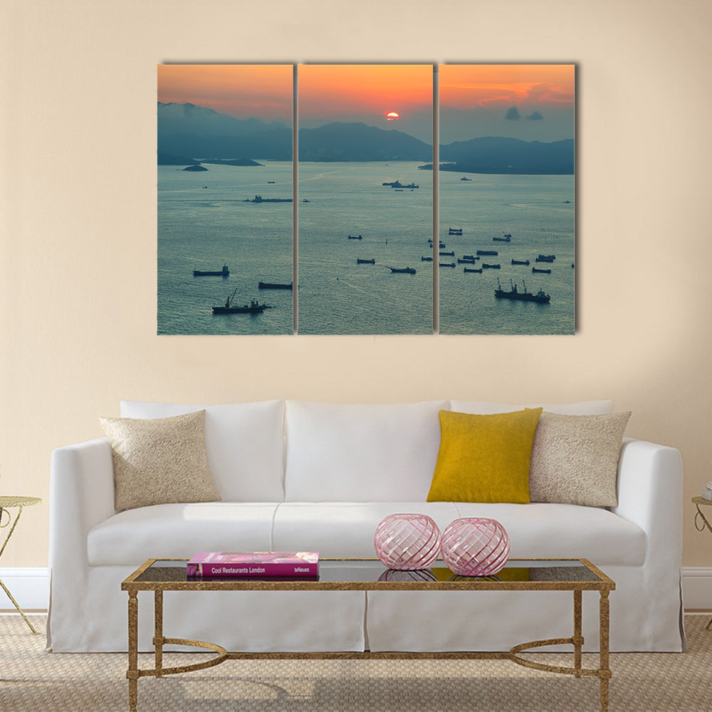 The South China Sea With Sunset, Multi Panel Canvas Wall Art