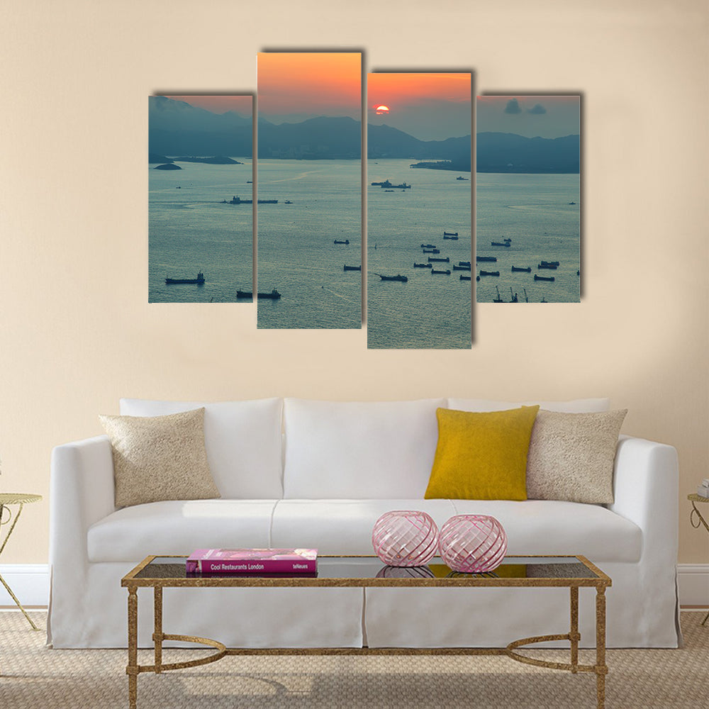 The South China Sea With Sunset, Multi Panel Canvas Wall Art