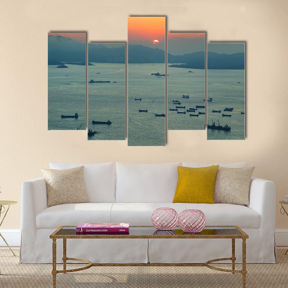 The South China Sea With Sunset, Multi Panel Canvas Wall Art