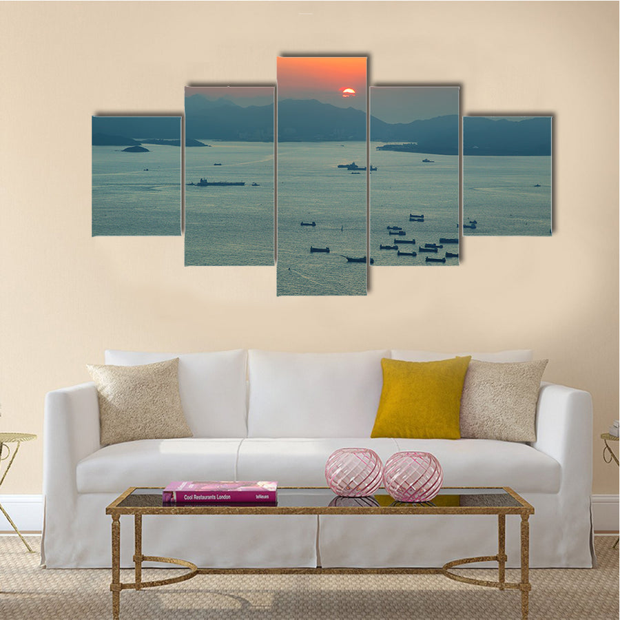 The South China Sea With Sunset, Multi Panel Canvas Wall Art