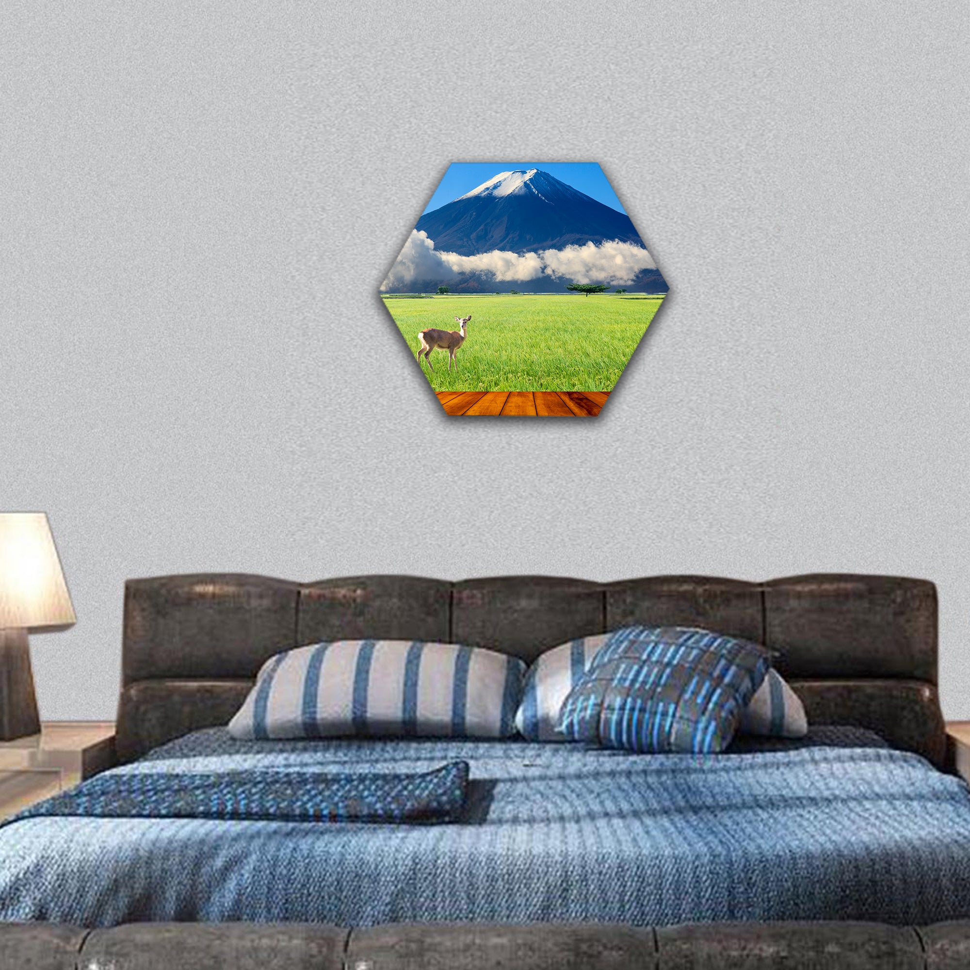 beautiful landscape with nice nature color hexagonal canvas wall art