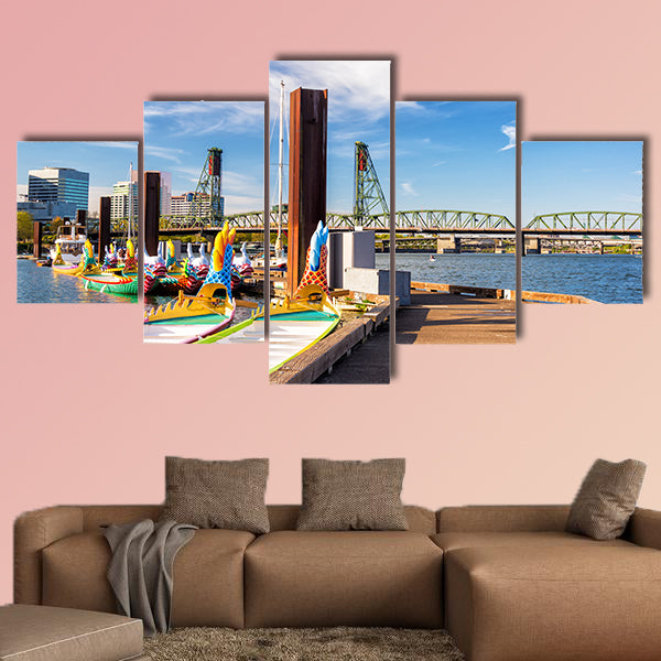 Dragon boats and the Hawthorne Bridge in downtown wall art