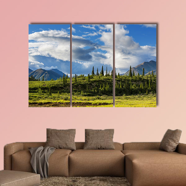 Mountains of Alaska in summer multi panel canvas wall art