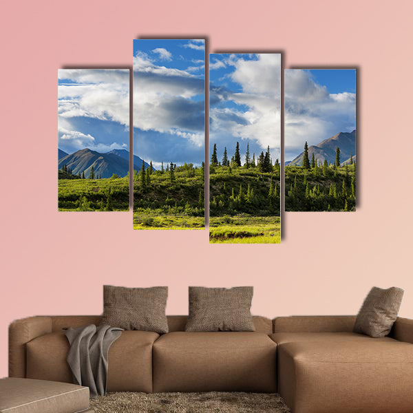Mountains of Alaska in summer multi panel canvas wall art