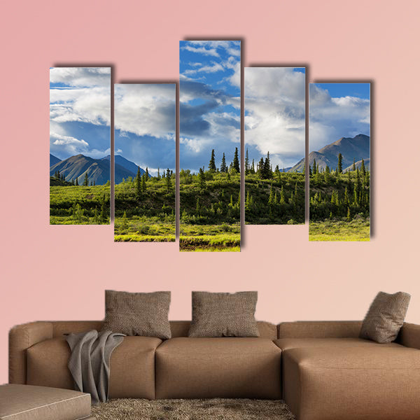 Mountains of Alaska in summer multi panel canvas wall art