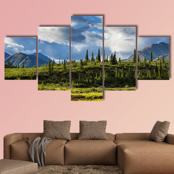 Mountains of Alaska in summer multi panel canvas wall art