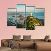 Aerial view of Christ and Botafogo Bay from high angle multi panel canvas wall art