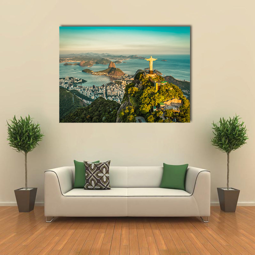 Scene Of A Bay From Height Of Christ And Botafogo, Multi Panel Canvas Wall Art