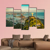 Aerial view of Christ and Botafogo Bay from high angle multi panel canvas wall art