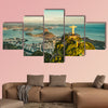 Aerial view of Christ and Botafogo Bay from high angle multi panel canvas wall art