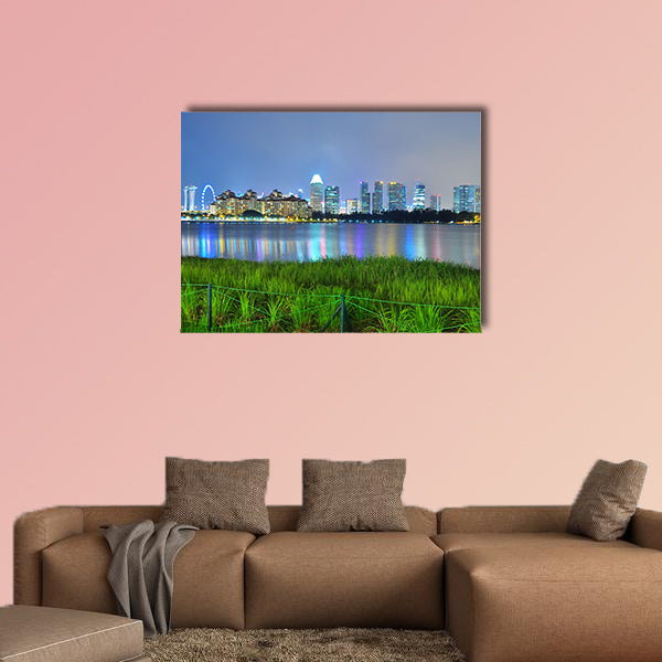 Greenery by Kallang River (south of Singapore), with downtown skyline wall art