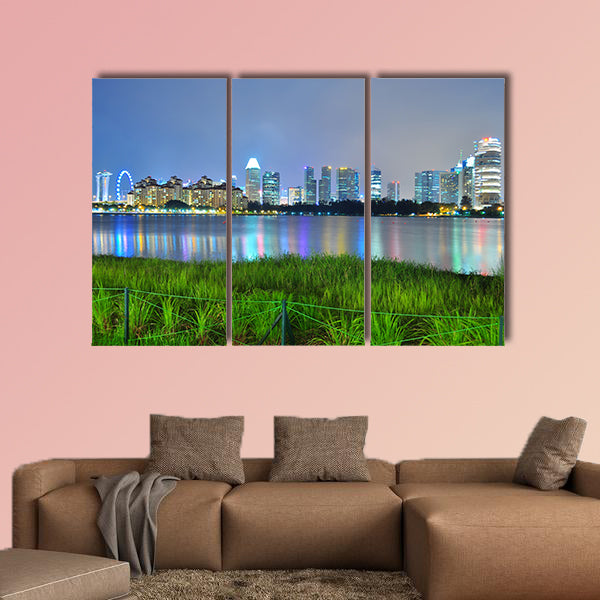 Greenery by Kallang River (south of Singapore), with downtown skyline wall art