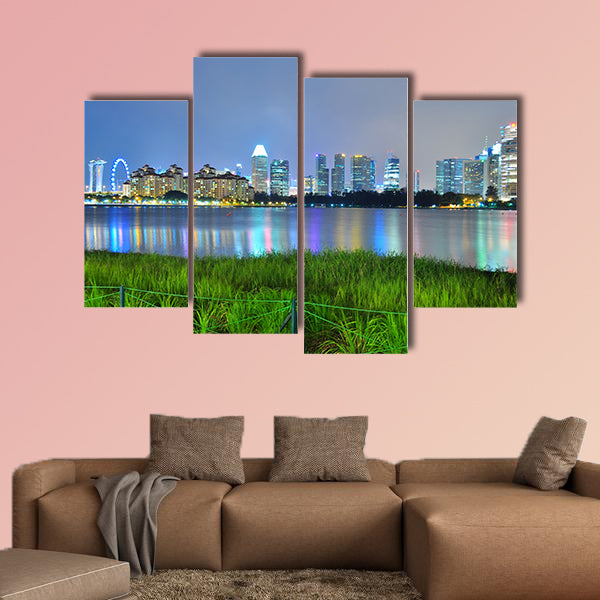 Greenery by Kallang River (south of Singapore), with downtown skyline wall art