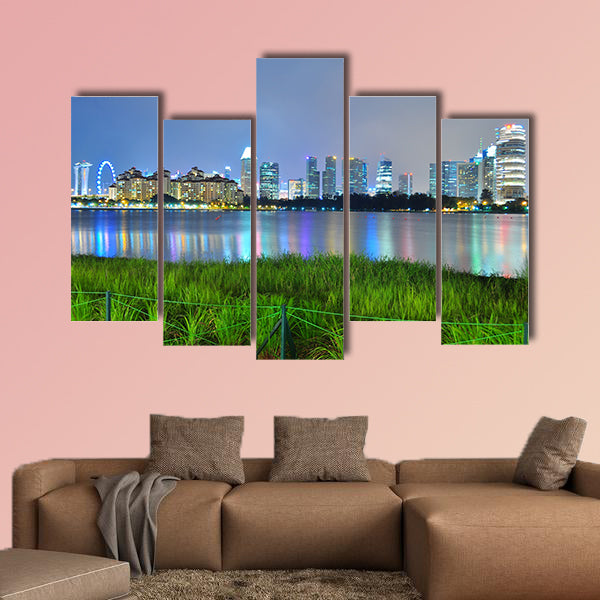 Greenery by Kallang River (south of Singapore), with downtown skyline wall art