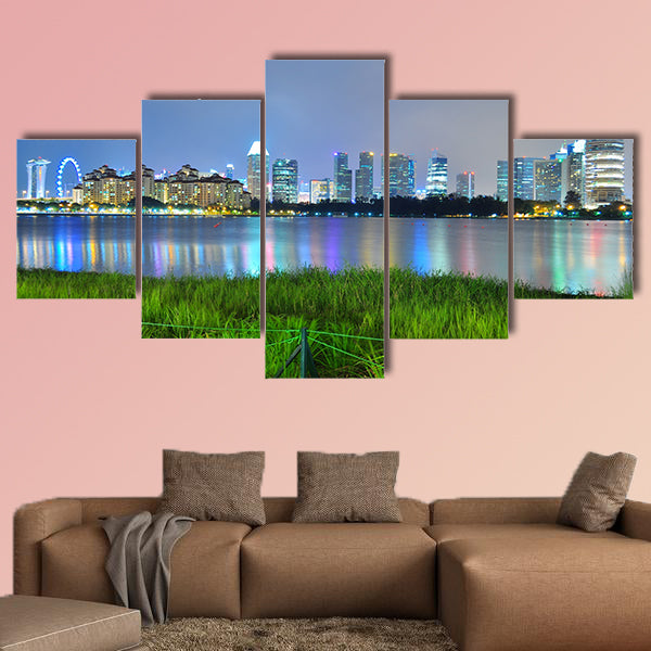 Greenery by Kallang River (south of Singapore), with downtown skyline wall art