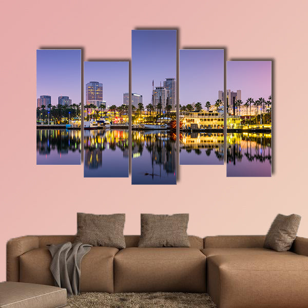 Long Beach, California, USA skyline multi panel canvas wall art