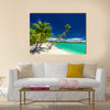 Tropical beach with coconut palm trees multi panel canvas wall art