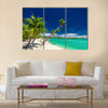 Tropical beach with coconut palm trees multi panel canvas wall art