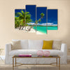 Tropical beach with coconut palm trees multi panel canvas wall art