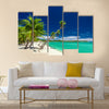 Tropical beach with coconut palm trees multi panel canvas wall art