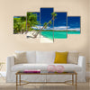 Tropical beach with coconut palm trees multi panel canvas wall art