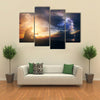 A Man Praying In Front Of The God In A Windy Storm And The Sunrise Multi Panel Canvas Wall Art