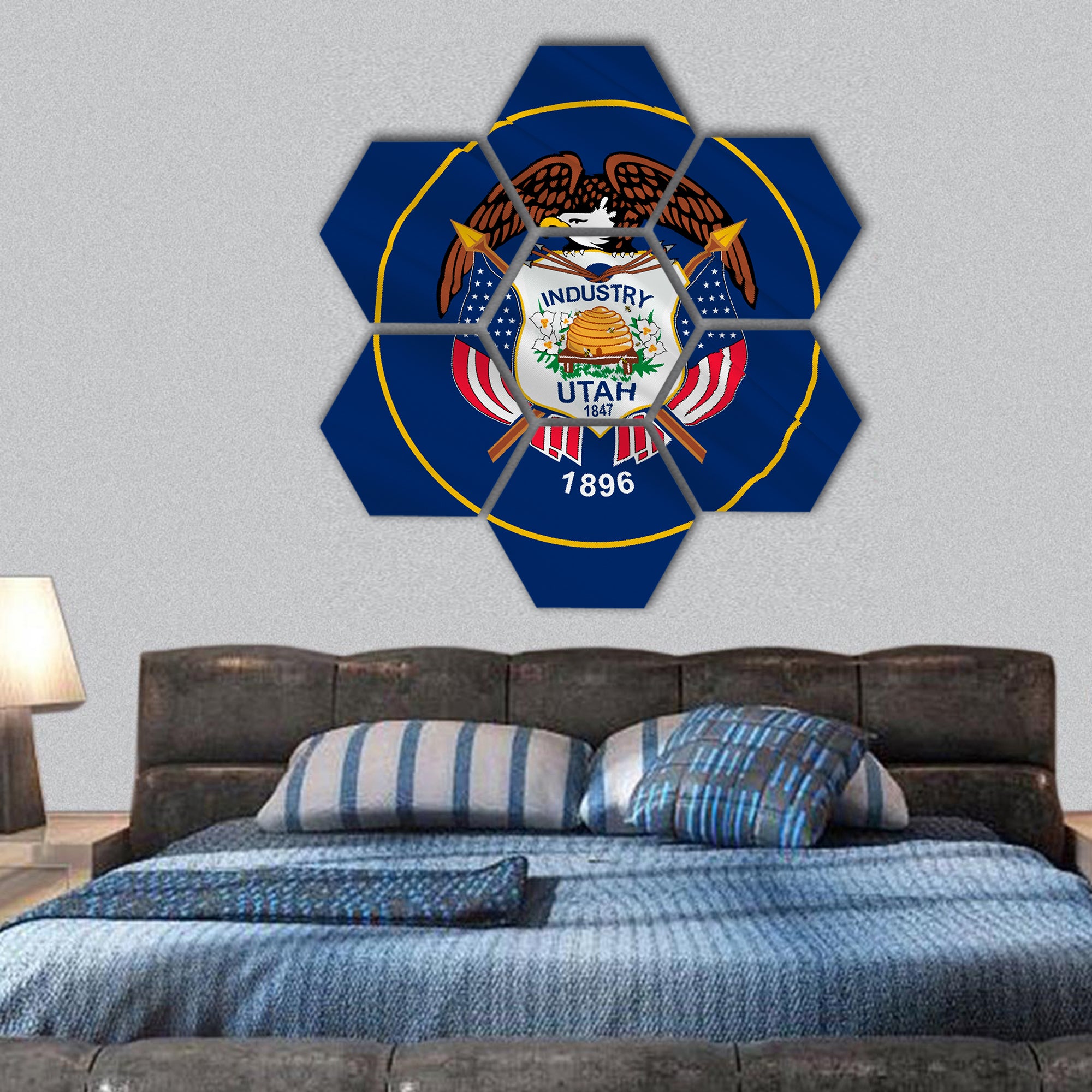 Flag of Utah is a state in the western United States hexagonal canvas wall art