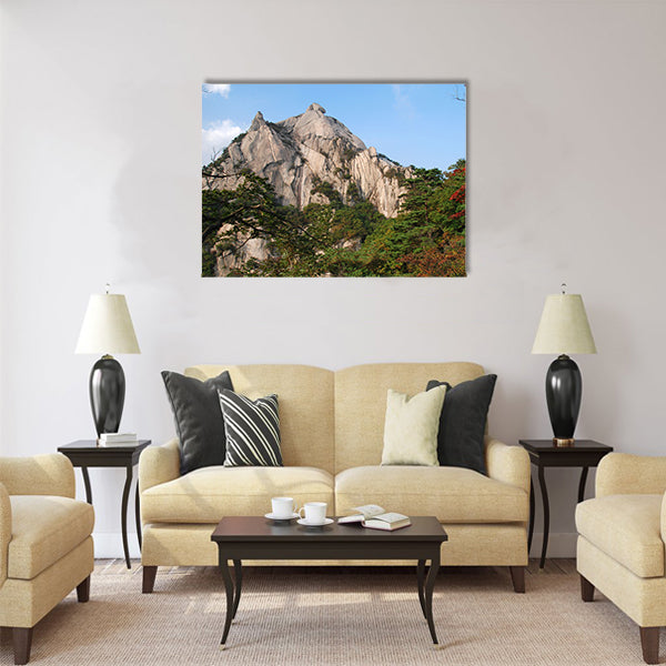 Baegundae peak, mountains Bukhansan in Seoul Multi panel canvas wall art
