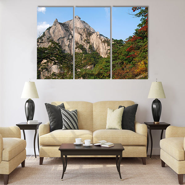 Baegundae peak, mountains Bukhansan in Seoul Multi panel canvas wall art