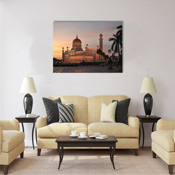 Sultan Omar Ali Saifuddin Mosque at sunset Multi panel canvas wall art