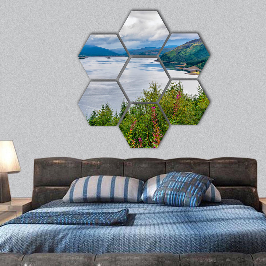 View of Loch Carron, Scotland hexagonal canvas wall art