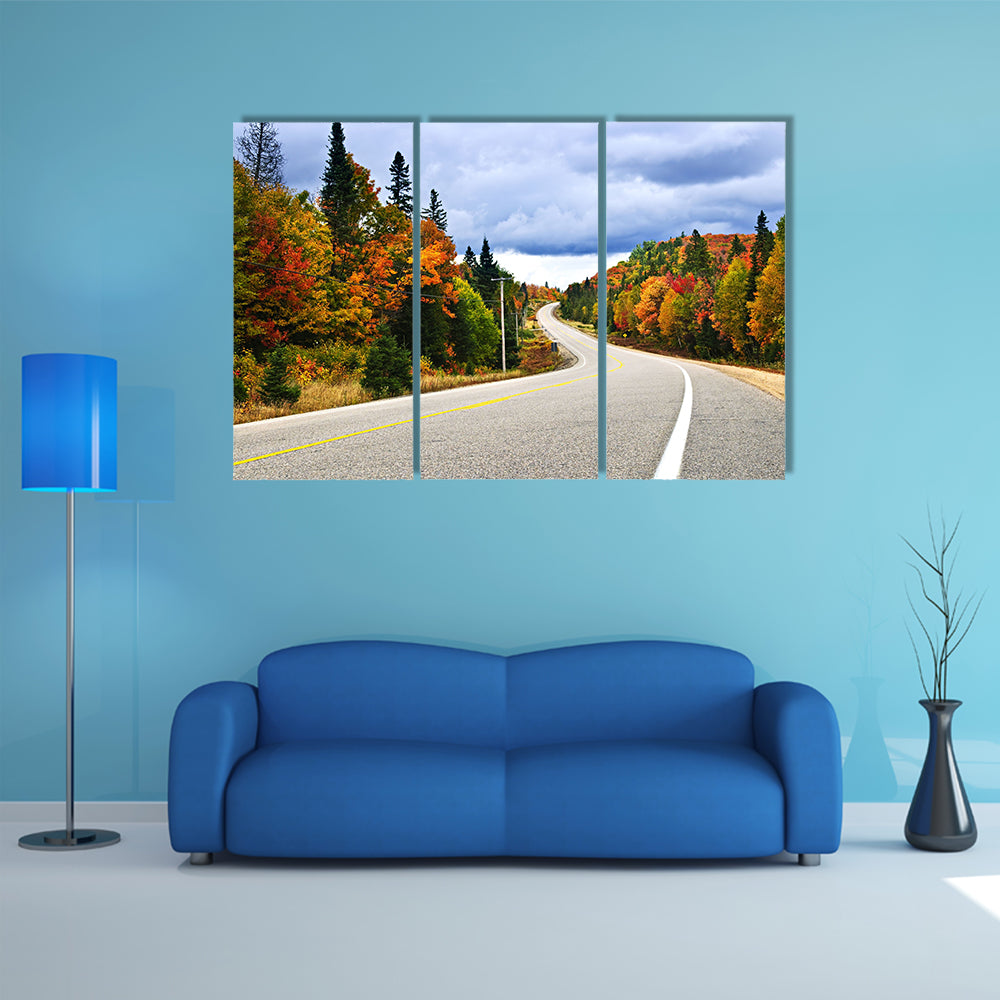 Fall scenic highway in northern Ontario, Canada multi panel canvas wall art