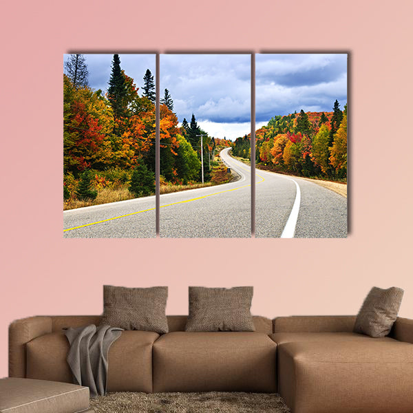 Fall scenic highway in northern Ontario, Canada multi panel canvas wall art