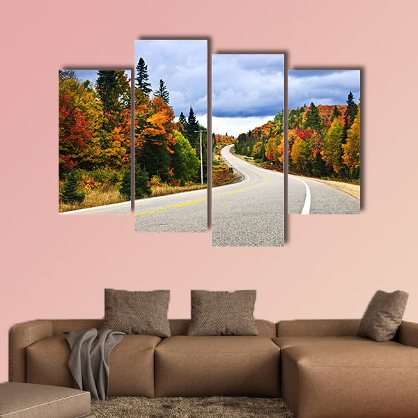 Fall scenic highway in northern Ontario, Canada multi panel canvas wall art
