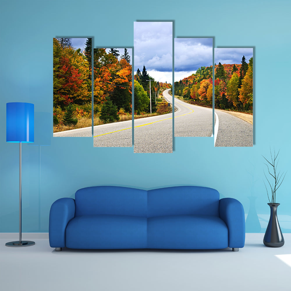 Fall scenic highway in northern Ontario, Canada multi panel canvas wall art